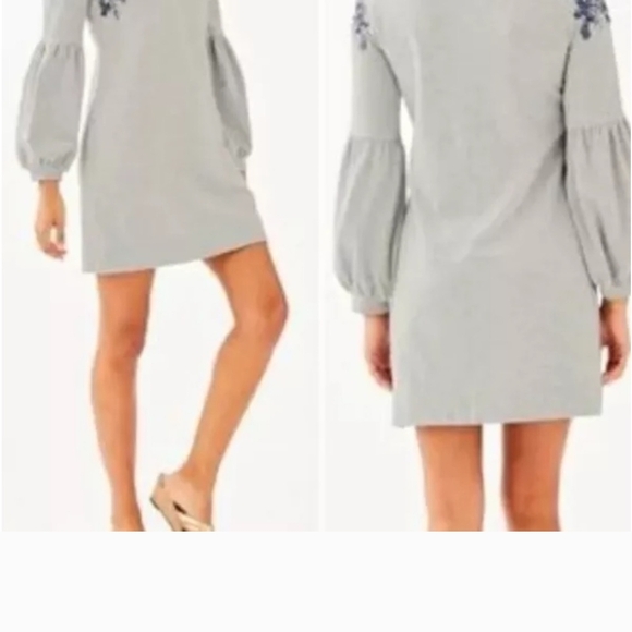 Lilly Pulitzer Gray Long Sleeve Dress with Black Embroidery - Picture 3 of 7
